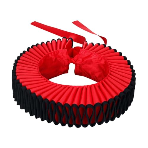 Elisabethanische Clown-Halsrüsche abnehmbar dekorativ Cosplay-Halsrüsche für Party-Requisite Mittelalter Kostümzubehör- Rot Schwarz von Jojomis