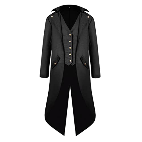 Herren Mittelalterliche Gothic Stehkragen Jacke Steampunk Vintage Frack Gehrock für Cosplay Halloween Kostüm, mehrfarbig Herren Mittelalterliche Gothic Stehkragen Jacke Steampunk Vintage Frack Gehrock für Cosplay Halloween Kostüm, mehrfarbig von Jojomis