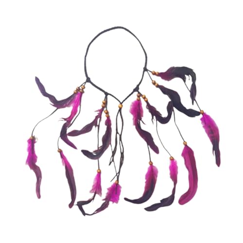 Indisches Feder-Stirnband, Haarband für Fasching, Festival, Kostüm, Maskeraden, Bohemian-Stil, Stammeszubehör, Rosarot von Jojomis