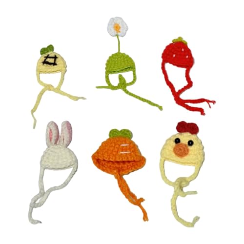 Jojomis 6-teilige Gänse-Outfits, Mini-Strickmützen mit verstellbarem Riemen für Schreibtischgänse, Hamster, Enten und kleine Haustiere von Jojomis