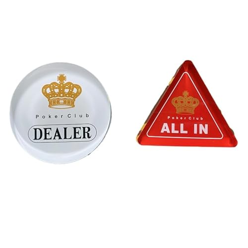 Jojomis Crystal Dealer & All-in Button für Texas Hold'em Poker, Clear Dealer Marker und All-In Chip, Langlebiges Acryl Poker Tisch Zubehör (Dealer+All in Button) von Jojomis