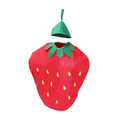 Jojomis Fruchtkostüm für Erwachsene, Obst Verkleidungsset mit Hut für Halloween, Karneval, Mottoparty, Bühnenauftritt, Einheitsgröße- Erdbeere Jojomis Fruchtkostüm für Erwachsene, Obst Verkleidungsset mit Hut für Halloween, Karneval, Mottoparty, Bühnenauftritt, Einheitsgröße- Erdbeere von Jojomis