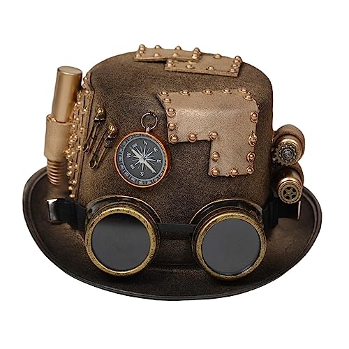 Jojomis Steampunk Hut mit Brille für Erwachsene, Handgefertigter Gothic Tanzhut für Cosplay, Rave, Halloween, Punk, Karneval, Größe 59-61 cm von Jojomis