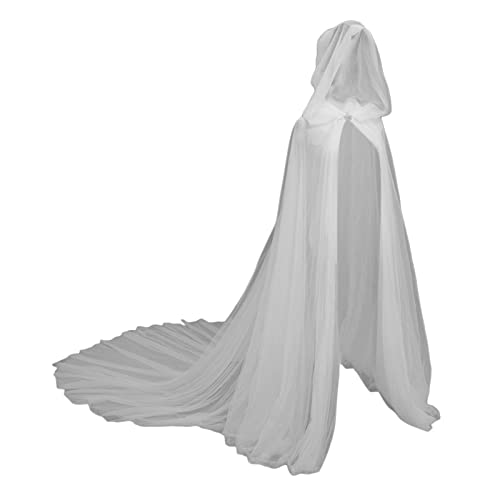 Kapuzen-Tüll-Umhang für Erwachsene, Langer Waschbarer Weicher Umhang für Halloween, Vampir, Karneval, Zauberer, Weiß- Weiß 142x220cm Kapuzen-Tüll-Umhang für Erwachsene, Langer Waschbarer Weicher Umhang für Halloween, Vampir, Karneval, Zauberer, Weiß- Weiß 142x220cm von Jojomis