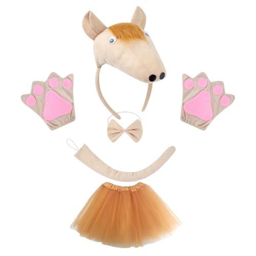 Pferde-Kostüm-Zubehör-Set für Kinder, mit Stirnband, Schwanz, Fliege, Handschuhen, Rock für Halloween, Party, Cosplay, mehrfarbig, Einheitsgröße, Mehrfarbig, one-size Pferde-Kostüm-Zubehör-Set für Kinder, mit Stirnband, Schwanz, Fliege, Handschuhen, Rock für Halloween, Party, Cosplay, mehrfarbig, Einheitsgröße, Mehrfarbig, one-size von Jojomis