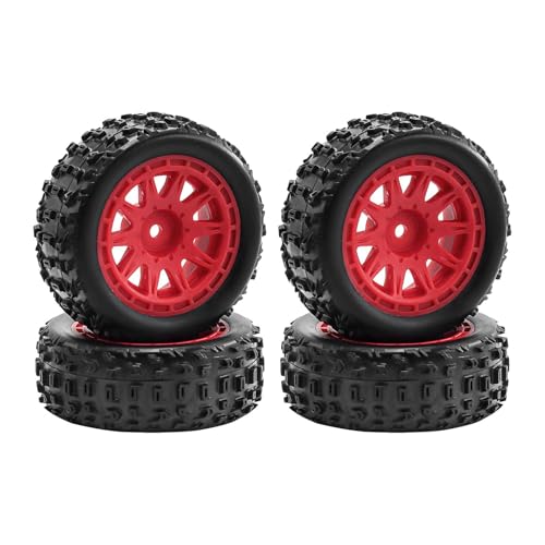 jojomis 4 Stück 1/18 RC Autoräder und Reifen, Hochleistungs-Ersatzset, professionelle Qualität, PP-Gummi, direkte Passform, Rot jojomis 4 Stück 1/18 RC Autoräder und Reifen, Hochleistungs-Ersatzset, professionelle Qualität, PP-Gummi, direkte Passform, Rot von Jojomis