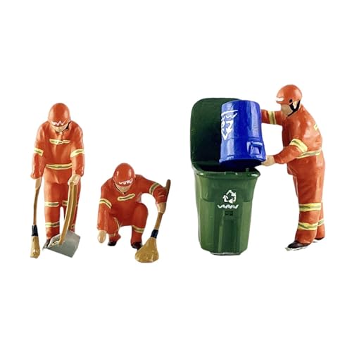 jojomis 4 Stück 1/64 Mini-Reiniger-Modellfiguren, Harz, Winzige Personen-Modelle für Diorama-Layout, Sandtisch-Ornament, Miniatur-Szenen, Mikro-Landschaftsdekoration von Jojomis