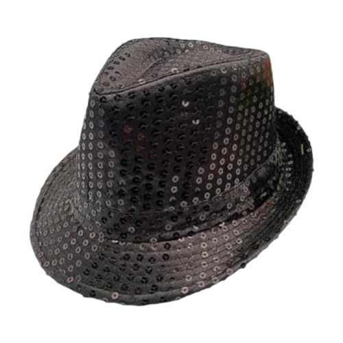 jojomis Bowler-Hut mit Pailletten, für Rollen, Maskerade, Karneval, Kostüm, Party-Zubehör, 56–58 cm, Kopfumfang, Schwarz jojomis Bowler-Hut mit Pailletten, für Rollen, Maskerade, Karneval, Kostüm, Party-Zubehör, 56–58 cm, Kopfumfang, Schwarz von Jojomis