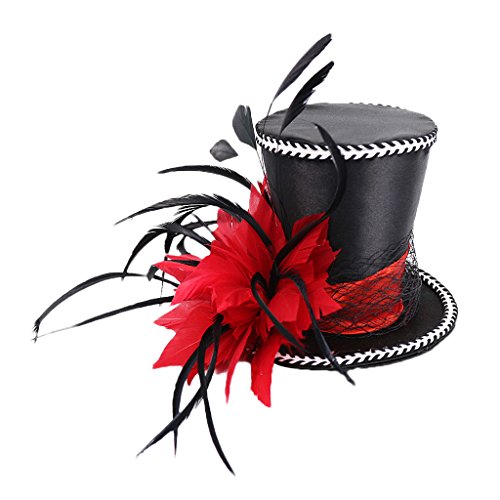jojomis Fascinator mit Federn, Vintage-Stil, 20er-Jahre-Stil, für Hochzeit, Halloween, Weihnachten, Party, Rot von Jojomis