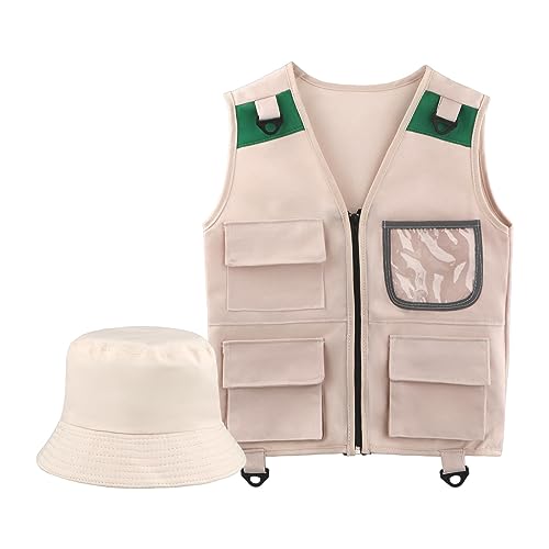 jojomis Kinder-Cargo-Weste und Hut-Set mit Taschen, Outdoor-Abenteuer-Set für Rollenspiele, Wandern und Camping jojomis Kinder-Cargo-Weste und Hut-Set mit Taschen, Outdoor-Abenteuer-Set für Rollenspiele, Wandern und Camping von Jojomis