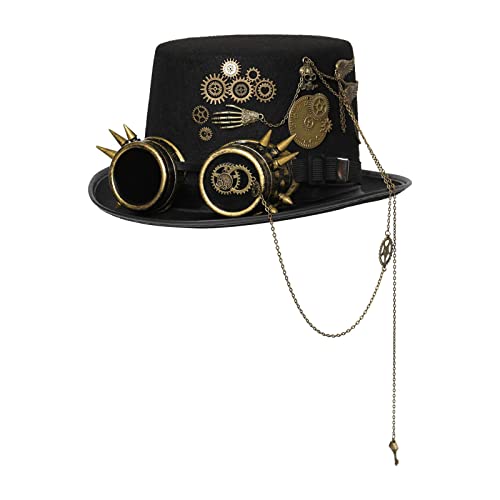 jojomis Rustikaler Steampunk-Hut-Kostüm, Gothic-Stil, Kopfbedeckung mit Zahnrädern, dekorative Fedoras für Erwachsene, Maskerade, Bühnenshow, Festival, 60–61 cm jojomis Rustikaler Steampunk-Hut-Kostüm, Gothic-Stil, Kopfbedeckung mit Zahnrädern, dekorative Fedoras für Erwachsene, Maskerade, Bühnenshow, Festival, 60–61 cm von Jojomis