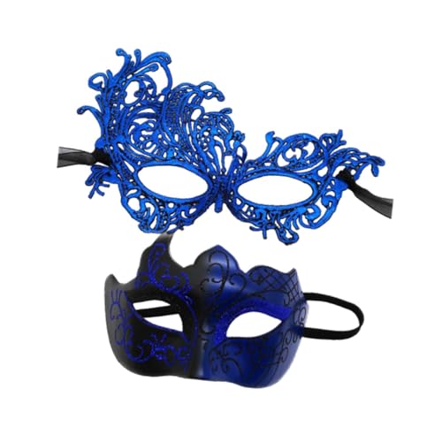 jojomis Set mit 2 Maskerade-Masken für Partys und Events, Cosplay-Zubehör, venezianischer Stil, Kostüm, Blau von Jojomis