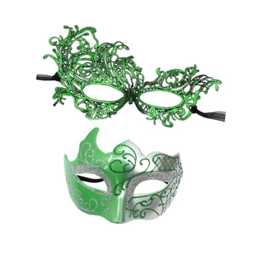 jojomis Set mit 2 Maskerade-Masken für Partys und Events, Cosplay-Zubehör, venezianischer Stil, Kostüm, Grün von Jojomis
