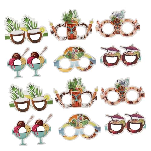 jojomis Tropische Luau-Papierbrillenrahmen – lustige Brillen für Sommerpartys und Foto-Requisiten, 12 Stück von Jojomis