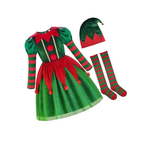 jojomis Weihnachtselfenkostüm, Cosplay, Verkleidung, Outfit für Maskerade, Karneval, Halloween, XXL, für Körpergröße 150 cm, mehrfarbiges Polarfleece jojomis Weihnachtselfenkostüm, Cosplay, Verkleidung, Outfit für Maskerade, Karneval, Halloween, XXL, für Körpergröße 150 cm, mehrfarbiges Polarfleece von Jojomis