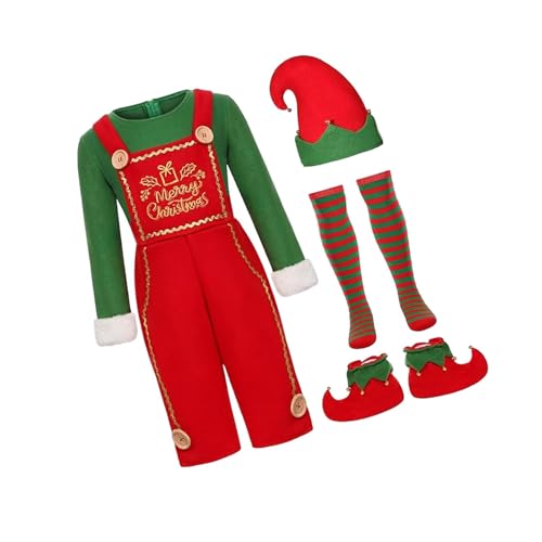 jojomis Weihnachtskostüm, Elfen-Outfit mit Hut, Socken, Schuhüberzieher für Bühnenauftritte, Karneval, Rollenspiele, Jungen, 120 jojomis Weihnachtskostüm, Elfen-Outfit mit Hut, Socken, Schuhüberzieher für Bühnenauftritte, Karneval, Rollenspiele, Jungen, 120 von Jojomis