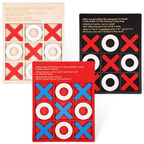 3pcs Holz XO Schachbrettspiel Kultiviere Logikfähigkeiten xo Schach Tabletop Spiel Übung Gehirn Puzzle Tisch Spielzeug für ältere Kinder(3pcs) von Jokapy