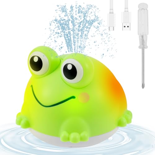 Badewannenspielzeug, Frosch Spray Wasserspielzeug mit Licht Badewann Spielzeug Wiederaufladbare, Badespielzeug Baby ab 1 2 3 Jahre Badewanne Spielzeug Geschenke für Jungen und Mädchen(Grun) von Jokapy