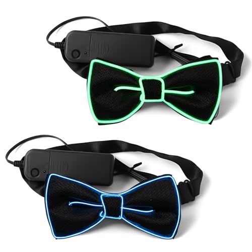 Jokapy 2 PCs modische Leuchte Fliege kreative leuchtende Fliege vielseitige Neonaccessoires für Männer Frauen Party Prom Show Urlaub(A) von Jokapy