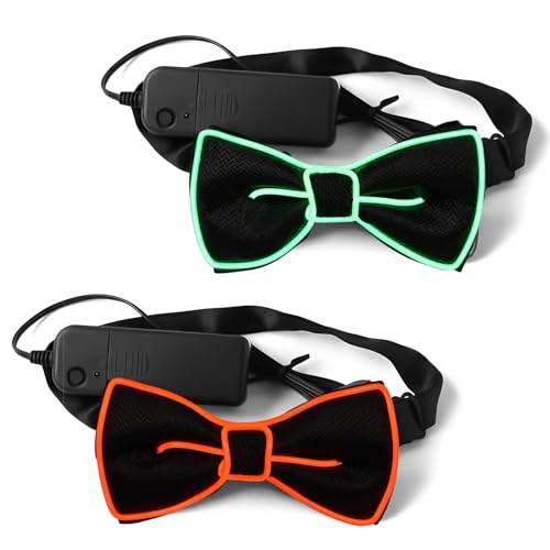 Jokapy 2 PCs modische Leuchte Fliege kreative leuchtende Fliege vielseitige Neonaccessoires für Männer Frauen Party Prom Show Urlaub(B) von Jokapy