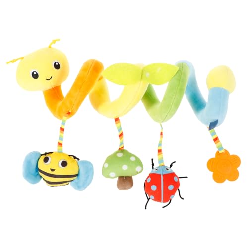 Jokapy Baby Kinderwagen Spiralspielzeug hängende Baby Spiralplüschspielzeug mit Rasseln BB Gerät Buntes Kind Plüsch Puppe für Autositz Kinderwagen Kinderbett(Raupe) von Jokapy
