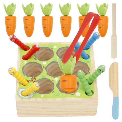 Jokapy Karottenschneidspielzeug kompakte hölzerne Farm für Vorschulkundenkonzentration und Denken für Skill -Training Spielzeug fur Kleinkind Baby anwesend(orange) von Jokapy