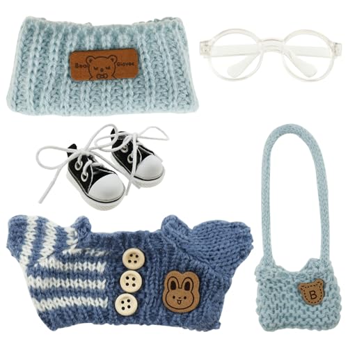 Puppenkleidung für Puppe 17cm, Kuscheltier Kleidung Outfit mit Hut Pullover Rock Kameramodell (Keine echte Kamera) Schuhe, Bekleidung für Puppen 17cm Bekleidung Puppen Fürs Vinyl Plush Toy (C) von Jokapy