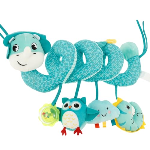 Spiralautos Sitzspielzeug Weiches Polyester Spiral Kinderwagen mit rasseln praktisch hängenden Kinderwagen Accessoire für Baby Neugeborene Jungen Mädchen(Dinosaurier) von Jokapy