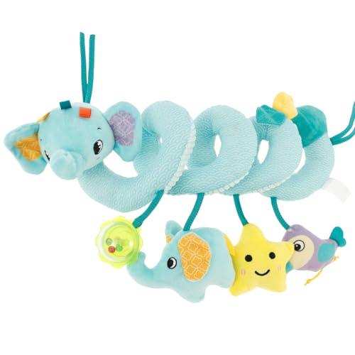 Spiralautos Sitzspielzeug Weiches Polyester Spiral Kinderwagen mit rasseln praktisch hängenden Kinderwagen Accessoire für Baby Neugeborene Jungen Mädchen(Elefant) von Jokapy