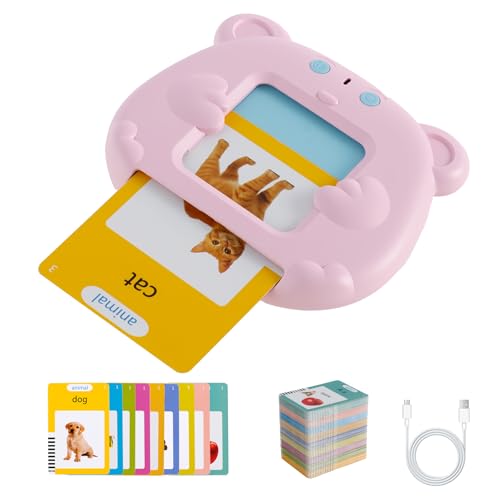 Sprechende Lernkarten, Sprechende Flash-Karten Englisch 255 Blätter 510 Wörter, Lernkarteikarten Sprachspiele Interaktives für Kinder ab 2-6 Jahr(Rosa,225pcs) von Jokapy