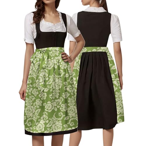 JokeLomple Damen Dirndl-Komplettsets Traditionelles Bayerisches Dirndl Uni schlicht Elegant Traditionelles Mit Modernem Flair Spitze V Ausschnitt Kostüm-Set Perfekt Besondere Anlässe Kostüm von JokeLomple