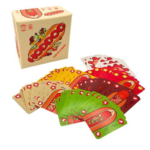 Joking Hazard Hoddog Kartenspiel - 82 Karten für Kinder & Erwachsene, Rennen um den längsten Hoddog mit Spaß & Strategie, inklusive Ketchup Splat Karten & Regelbuch Joking Hazard Hoddog Kartenspiel - 82 Karten für Kinder & Erwachsene, Rennen um den längsten Hoddog mit Spaß & Strategie, inklusive Ketchup Splat Karten & Regelbuch von Joking Hazard