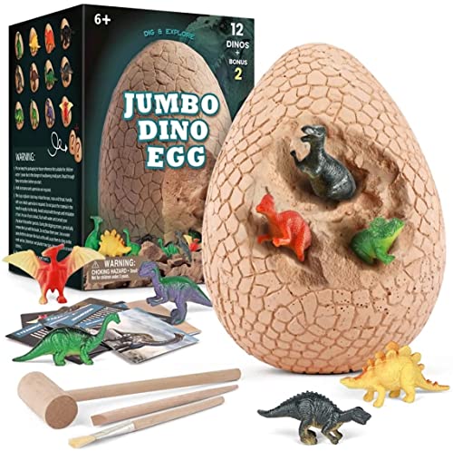 Jokooan Großes Dino Ei, Dinosaurier Eier Ausgrabungsset, Osterei Spielzeug für Kinder, Enthält 14 Dinosaurier Fossile Archäologische Wissenschaft STEM Montessori Spielzeug für Kinder ab 6 Jahren von Jokooan