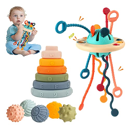 Jokooan Montessori Spielzeug Set 3 in 1, Spielzeug ab 1 Jahr Motorikwürfel Lernspiele Babyspielzeug Multi Sensorisches Silikon Zugschnur Spiel Form Passende Stapelspielzeuge Geschenk für Kleinkinder Jokooan Montessori Spielzeug Set 3 in 1, Spielzeug ab 1 Jahr Motorikwürfel Lernspiele Babyspielzeug Multi Sensorisches Silikon Zugschnur Spiel Form Passende Stapelspielzeuge Geschenk für Kleinkinder von Jokooan