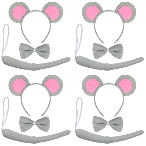 12-teiliges Maus-Kostüm-Set, Maus-Ohren, Stirnband, Fliege und Schwanz, für Kinder, Erwachsene, Stirnband, Schwanz, Tier-Kostüm, Kopfschmuck für Cosplay, Geburtstag, Party, Karneval 12-teiliges Maus-Kostüm-Set, Maus-Ohren, Stirnband, Fliege und Schwanz, für Kinder, Erwachsene, Stirnband, Schwanz, Tier-Kostüm, Kopfschmuck für Cosplay, Geburtstag, Party, Karneval von Jokureao