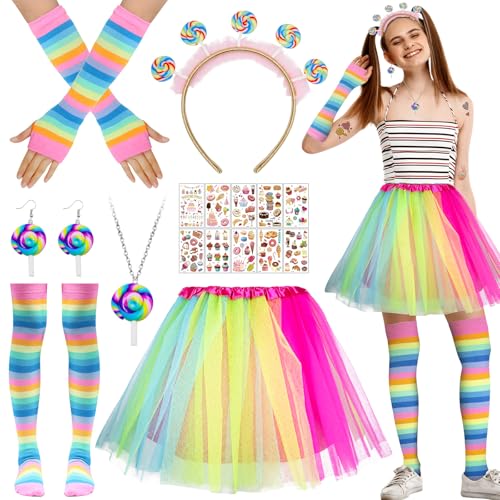 Jokureao 16 Stück Lollipop Kostüm Damen Set mit Lollipop Haarreif, Tattoos & Socken, Süßigkeitenkostüm, Candy Kostüm Damen, Karneval Accessoires für Karneval, Fasching, Halloween Jokureao 16 Stück Lollipop Kostüm Damen Set mit Lollipop Haarreif, Tattoos & Socken, Süßigkeitenkostüm, Candy Kostüm Damen, Karneval Accessoires für Karneval, Fasching, Halloween von Jokureao