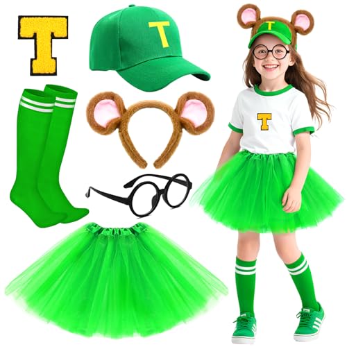 Jokureao Streifenhörnchen-Kostüm-Set für Kinder, Cartoon-Streifenhörnchen-Outfit mit Hut, Brille, Stirnband, Rock, Socken, Patch, Weltbuchtag, Streifenhörnchen-Zubehör, Halloween-Kostüm, Party-Outfit Jokureao Streifenhörnchen-Kostüm-Set für Kinder, Cartoon-Streifenhörnchen-Outfit mit Hut, Brille, Stirnband, Rock, Socken, Patch, Weltbuchtag, Streifenhörnchen-Zubehör, Halloween-Kostüm, Party-Outfit von Jokureao