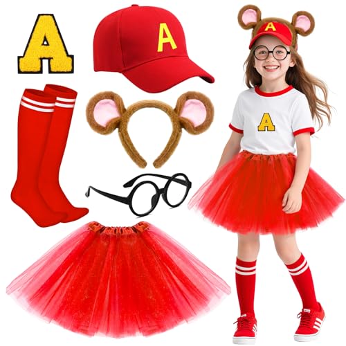 Jokureao Streifenhörnchen-Kostüm-Set für Kinder, Cartoon-Streifenhörnchen-Outfit mit Hut, Brille, Stirnband, Rock, Socken, Patch, Weltbuchtag, Streifenhörnchen-Zubehör, Halloween-Kostüm, Party-Outfit Jokureao Streifenhörnchen-Kostüm-Set für Kinder, Cartoon-Streifenhörnchen-Outfit mit Hut, Brille, Stirnband, Rock, Socken, Patch, Weltbuchtag, Streifenhörnchen-Zubehör, Halloween-Kostüm, Party-Outfit von Jokureao