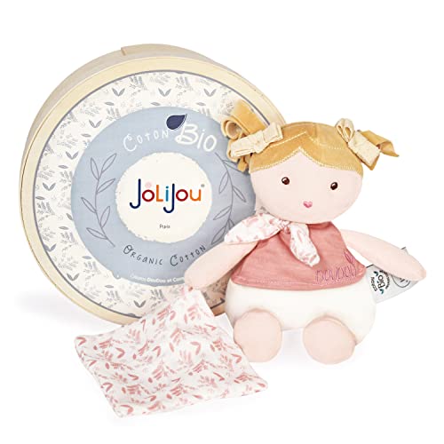 Jolijou - Les JOLIFLORES – Stoffpuppen aus Bio-Baumwolle – Kamelie mit Kuscheltier – Rosa – JJ6023 von Jolijou