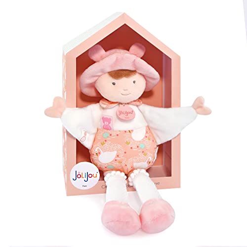 Jolijou - Les Petits Guilis – Schmusetuch pfirsichfarben – Rosa – 30 cm – Geschenk zur Geburt – schöne Geschenkbox – JJ6047 von Jolijou