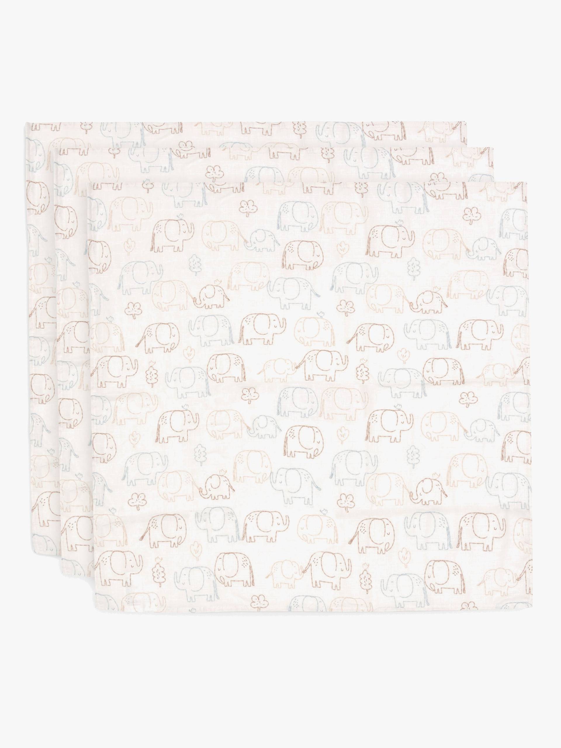 Jollein Musselintuch 70x70 cm 3er-Pack, Elephant Tales von Jollein