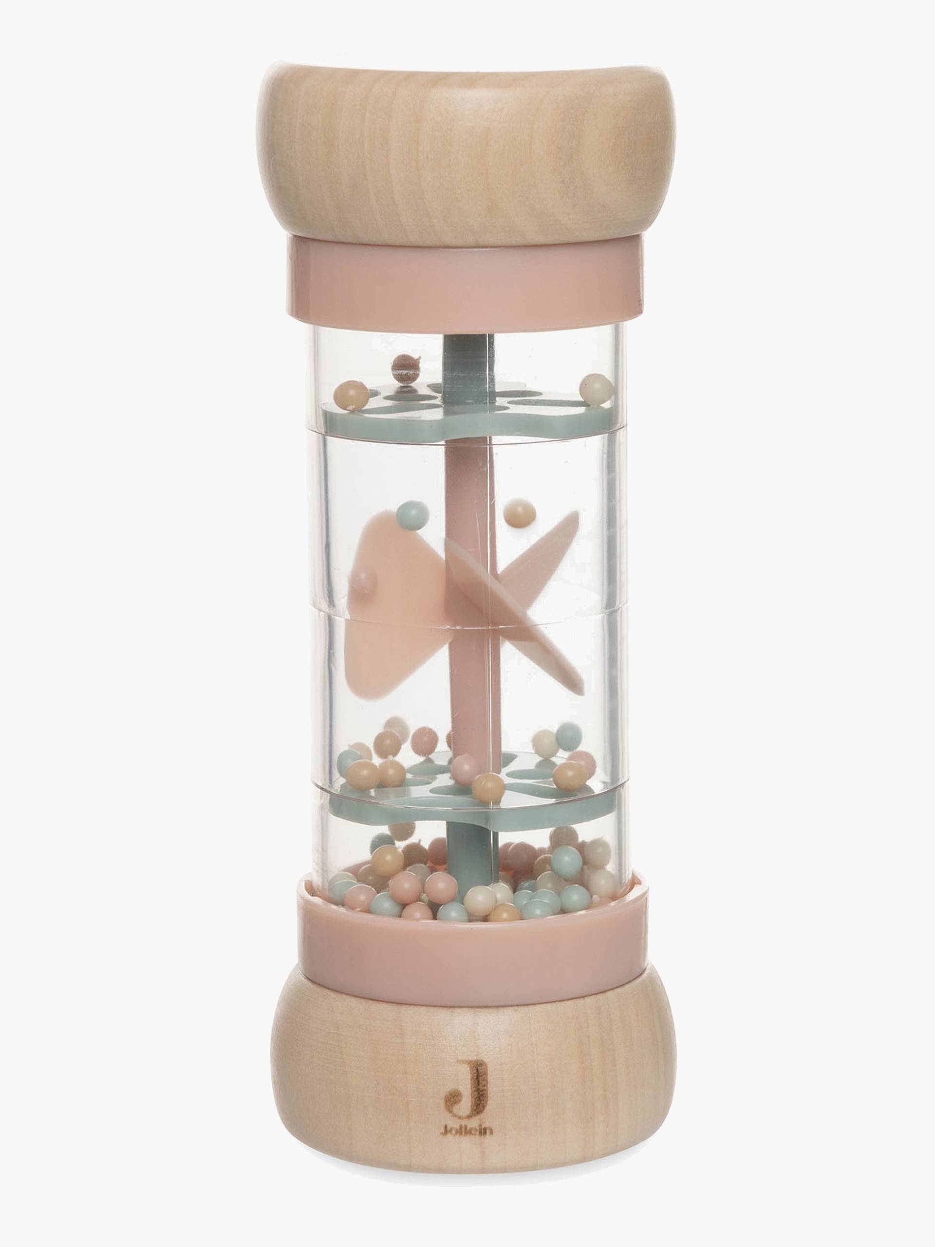 Jollein Rain Rattle Lovely Birds Rassel Aus Holz, Rosa, Babyspielzeug von Jollein