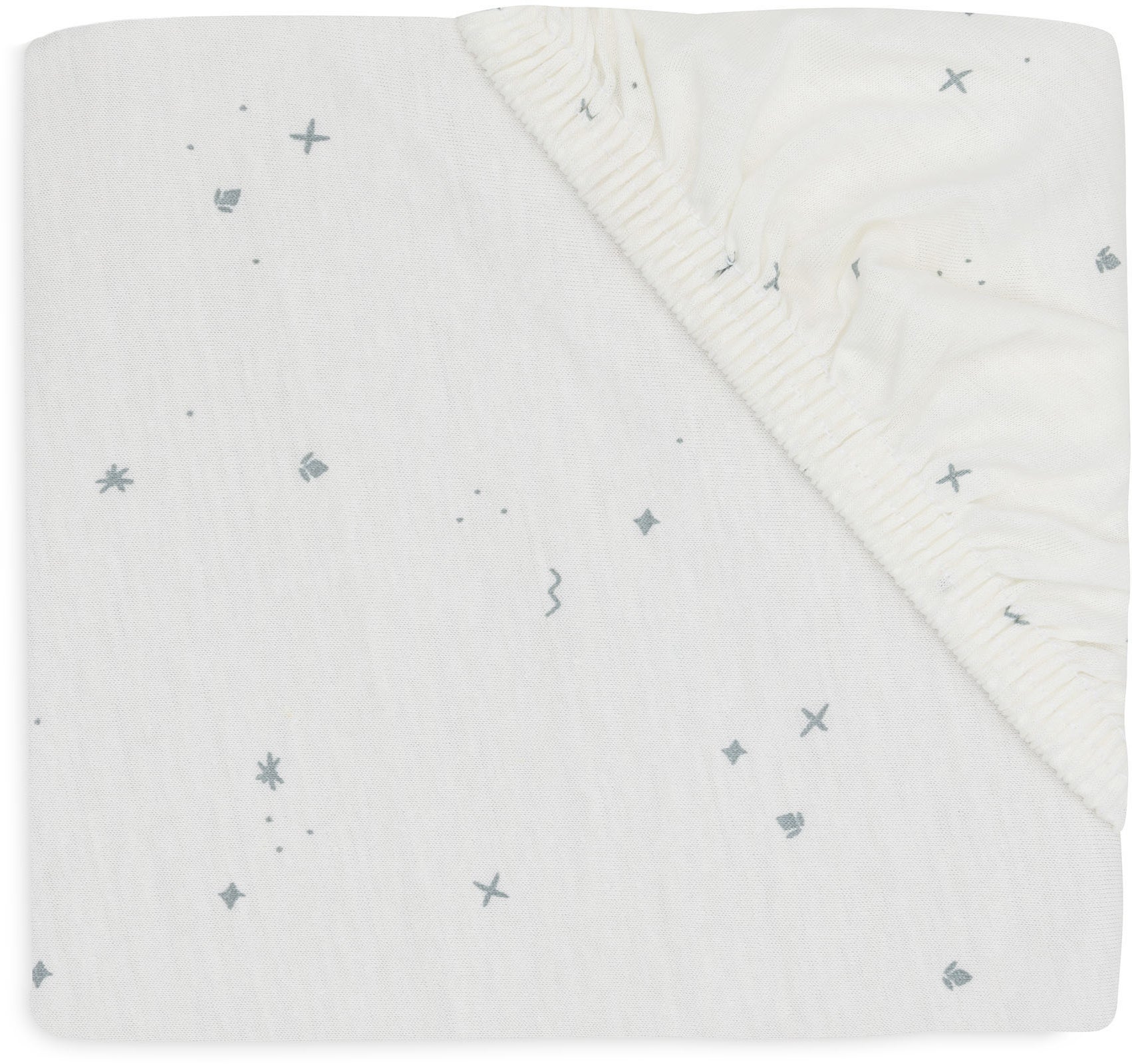 Jollein Spannbettlaken Twinkling 60x120 cm, Off White/Sea Green von Jollein