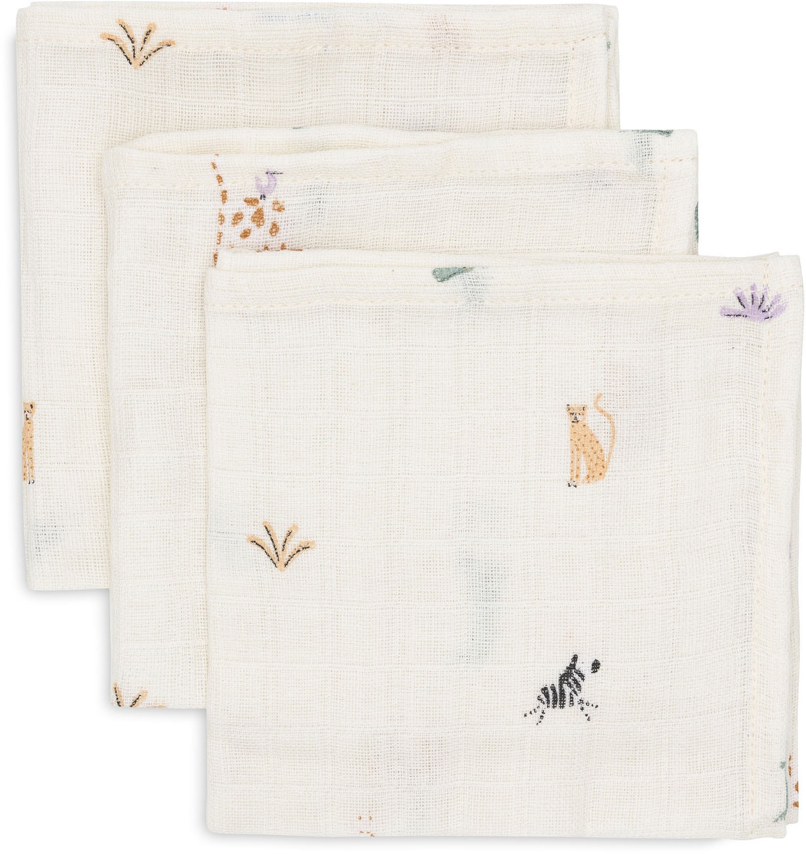 Jollein Waschlappen Musselin 3er-Pack, Jungle Jambo Jollein Waschlappen Musselin 3er-Pack, Jungle Jambo von Jollein