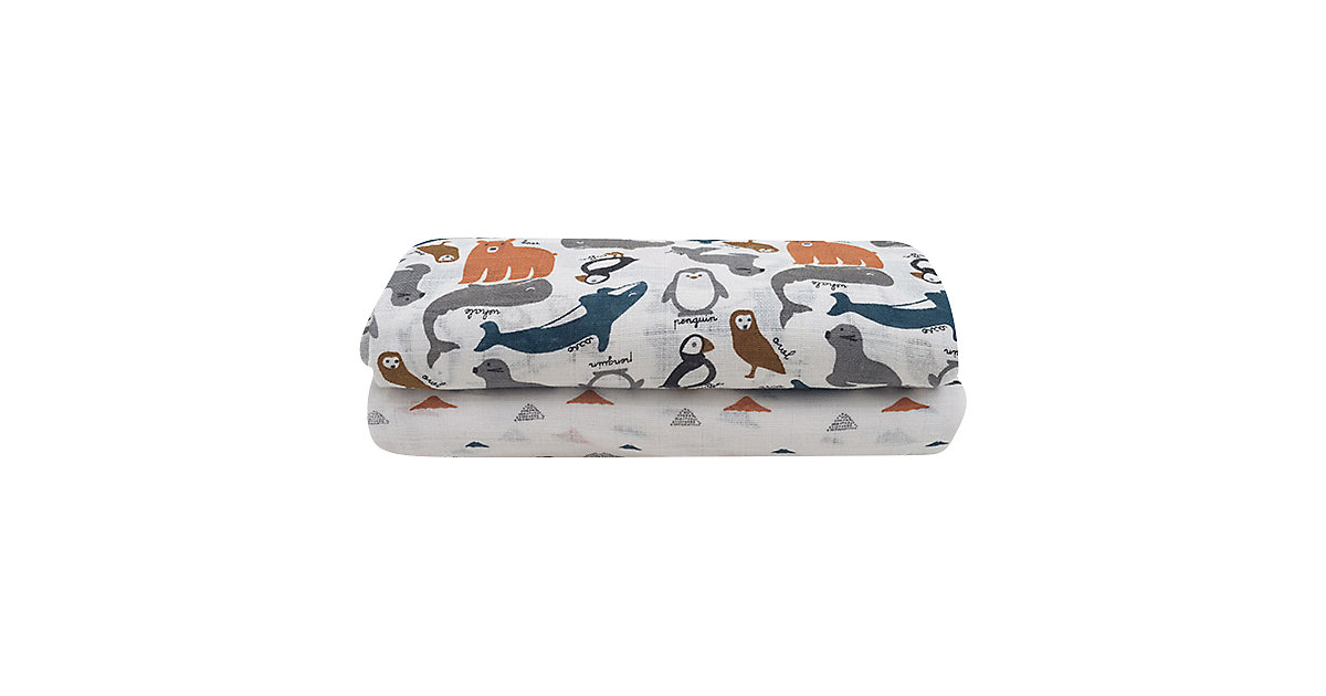 Mullwindeln groß, 115 x 115 cm, Polar 2er Set blau Mullwindeln groß, 115 x 115 cm, Polar 2er Set blau von jollein