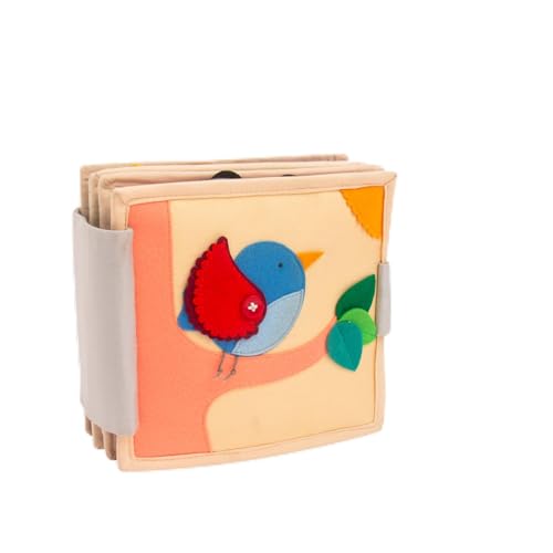 Jolly Designs Mini Quiet Book ab 2 Jahren (6 Seiten, Magischer Vogel) - Montessori Spielzeug ab 2 Jahre für Motorik, Sensorik - Baby Activity Board für Auto & Flugzeug - Busy Board - Motorikspielzeug von Jolly Designs