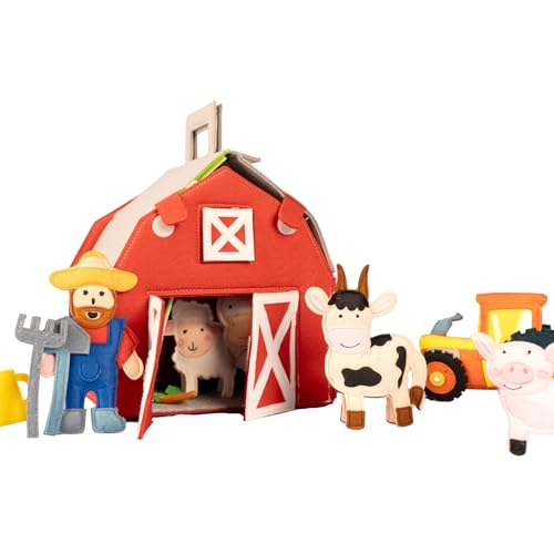 Jolly Designs – Unterwegs auf der Farm – Montessori Spielzeug ab 2 Jahren – Motorik & Kreativität fördern – Handgefertigtes Filzbuch – Interaktives Bauernhof-Spielset für Kinder – für Reisen von Jolly Designs
