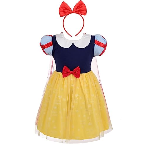 Jolly Fancy - Prinzessin Schneewittchen Kleid Kostüm Verkleidung mit Umhang und Haarreifen für Baby Mädchen Größe 18-24 Monate 92 von Jolly Fancy