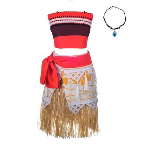 Jolly Fancy - Prinzessin Verkleidung Kostüm mit Halskette für Kinder Mädchen Kleid, Sommer Geburtstag Party Karneval Tropical Outfit, Größe 9-11 Jahre 140 146 von Jolly Fancy