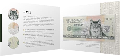 Souvenirschein 100 Dollar Alaska - Die größte Exklave der Welt- Geschenkidee in attraktiver und hochwertiger Umverpackung von JollyBooks